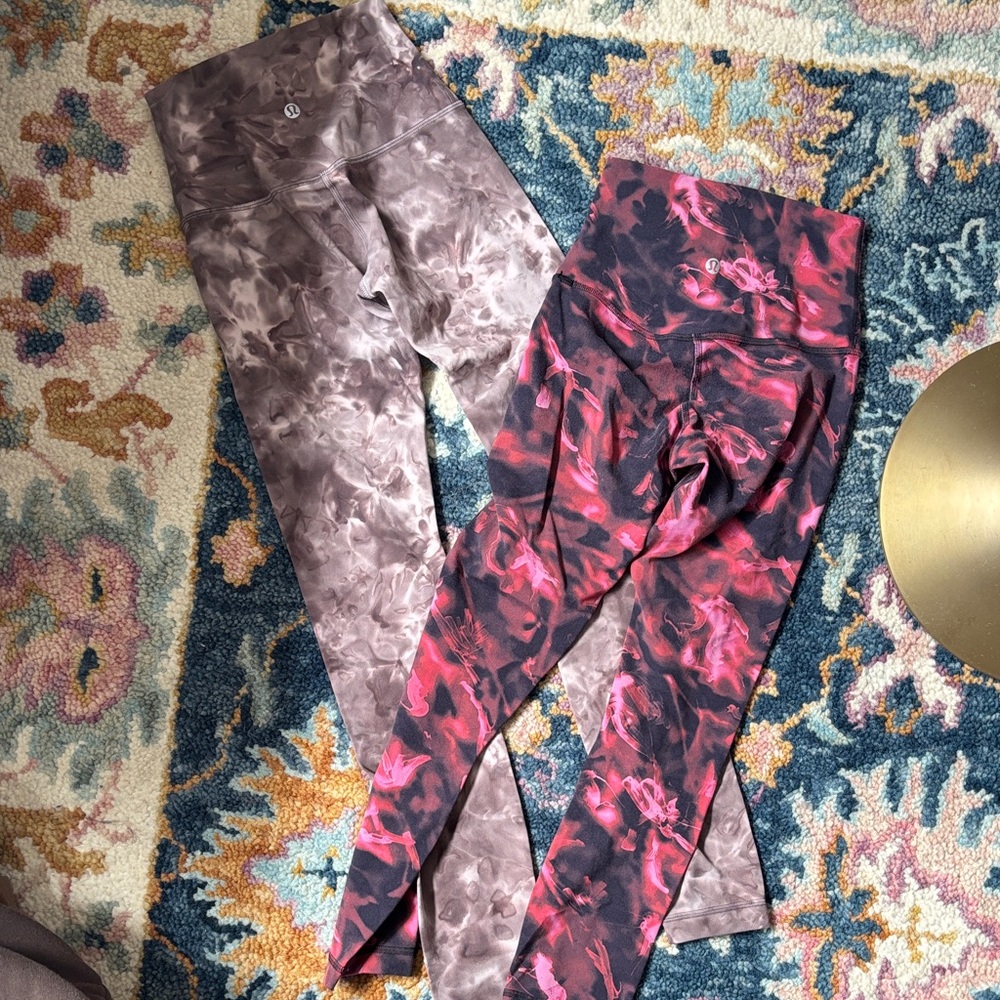 Lululemon Patterned Leggings Set in Brown and Red size 0